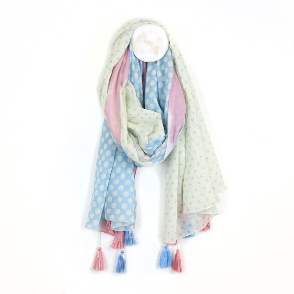 PASTEL SPOT TASSEL SCARF