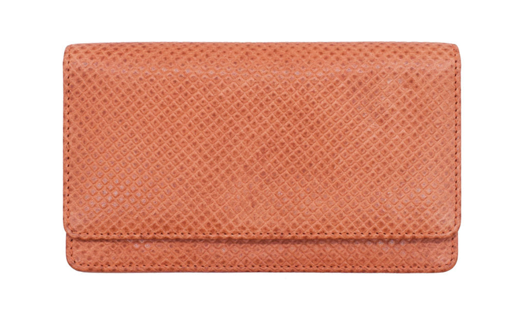 LEATHER TERRACOTTA CROC PURSE