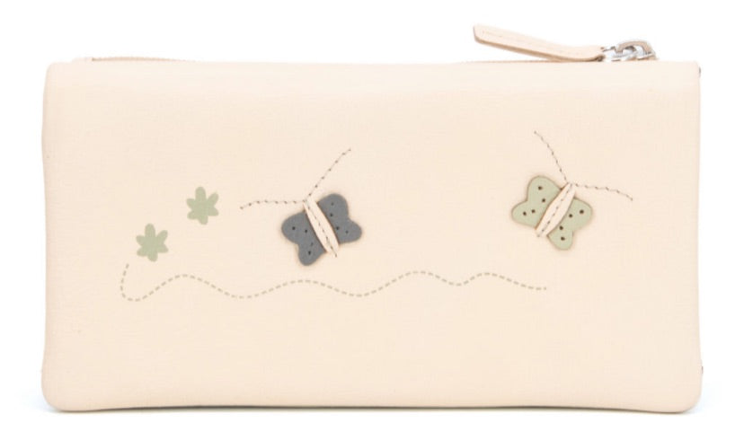 LEATHER SOFT PINK BUTTERFLY PURSE