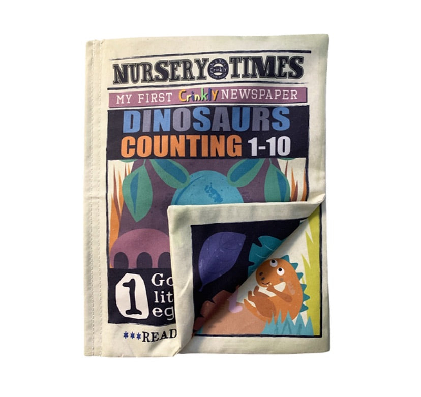 NURSERY TIMES CRINKLY NEWSPAPER- COUNTING 1-10 DINOSAURS