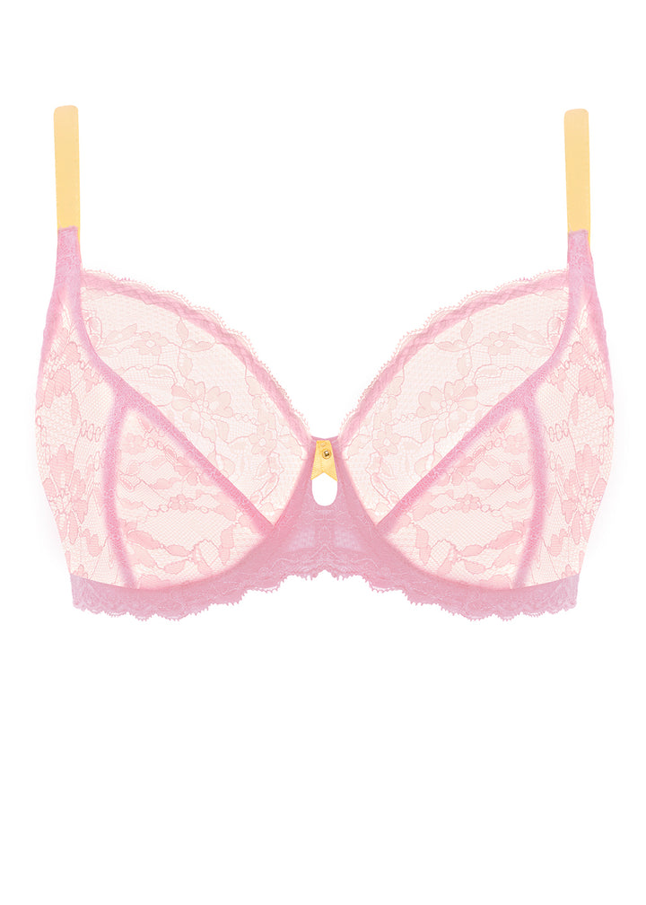 MACARON PINK OFF BEAT LACE PLUNGE BRA