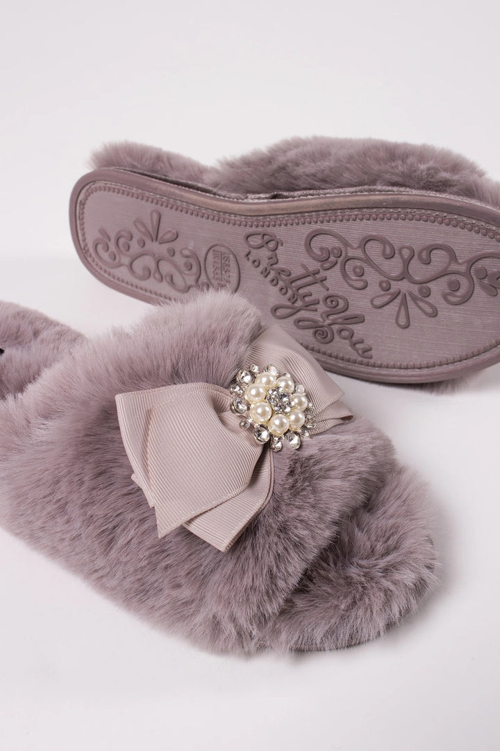 ANYA MINK SLIDER SLIPPERS