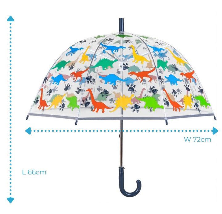 CHILDREN'S DINOSAUR CLEAR DOME UMBRELLA