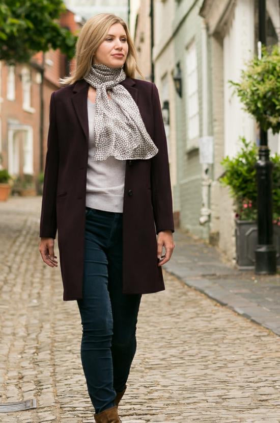 CLOVER CHARCOAL SILK SCARF