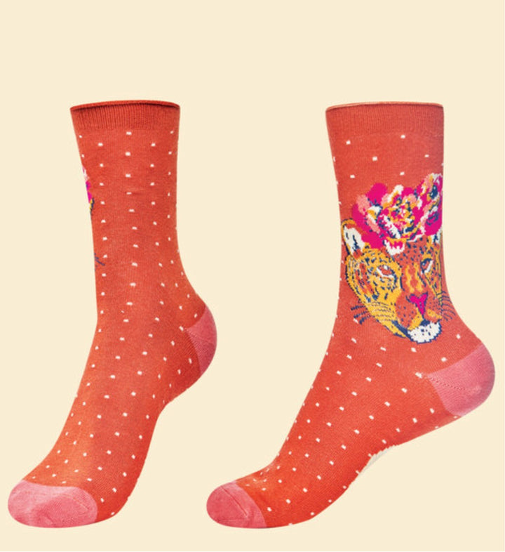 SASSY LEOPARD TERRACOTTA ANKLE SOCKS