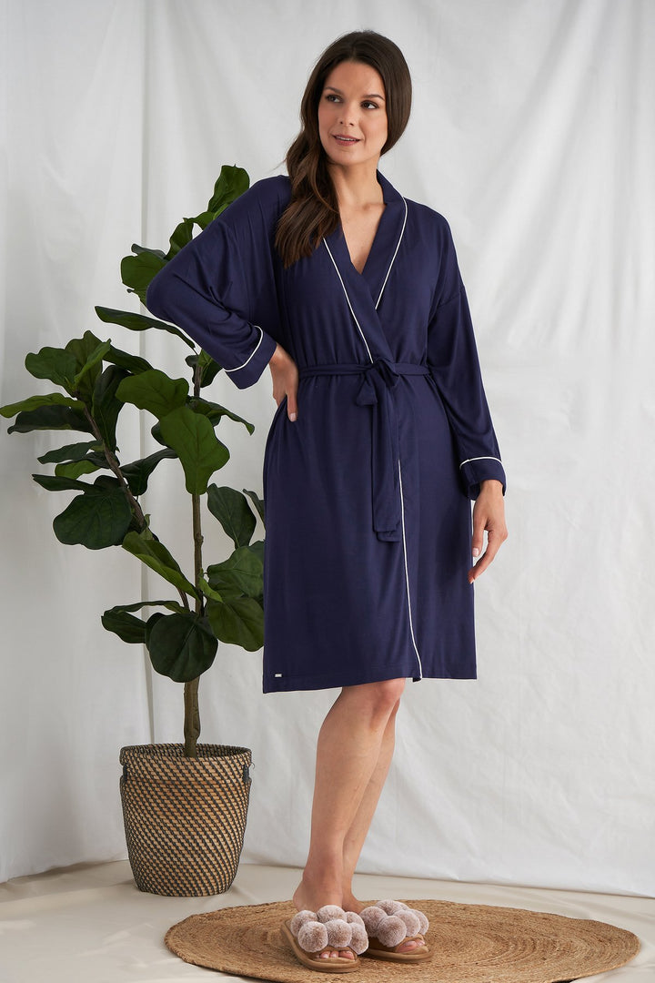 MIDNIGHT NAVY BAMBOO KIMONO