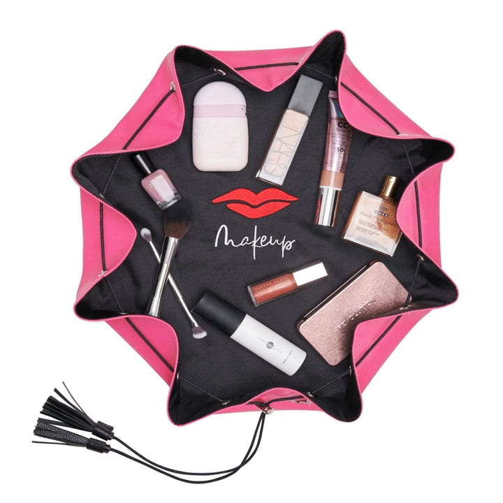 RASPBERRY PINK FLAT LAY MAKE UP BAG