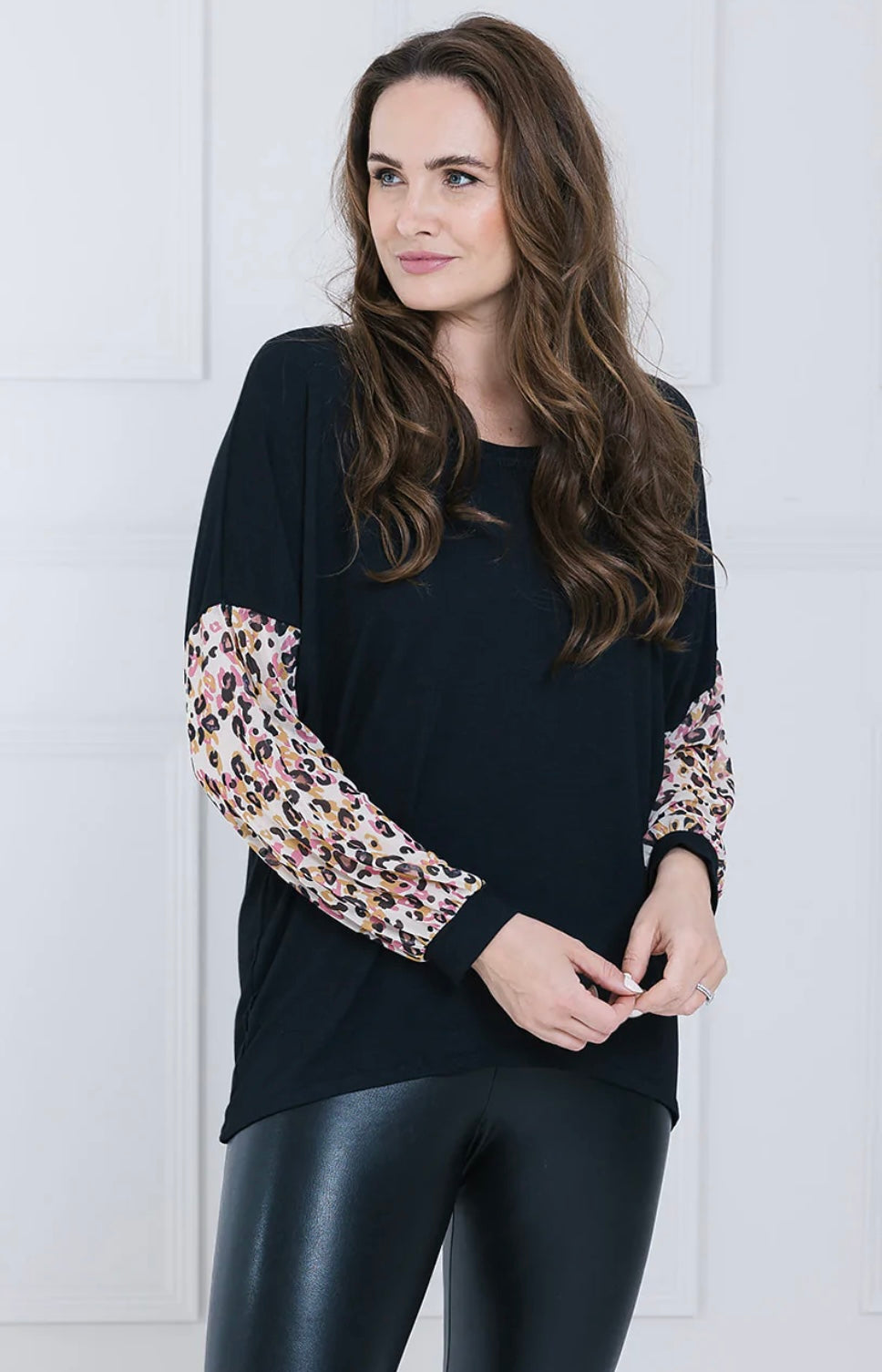 ABSTRACT AMIMAL KATIE CHIFFON SLEEVE TOP
