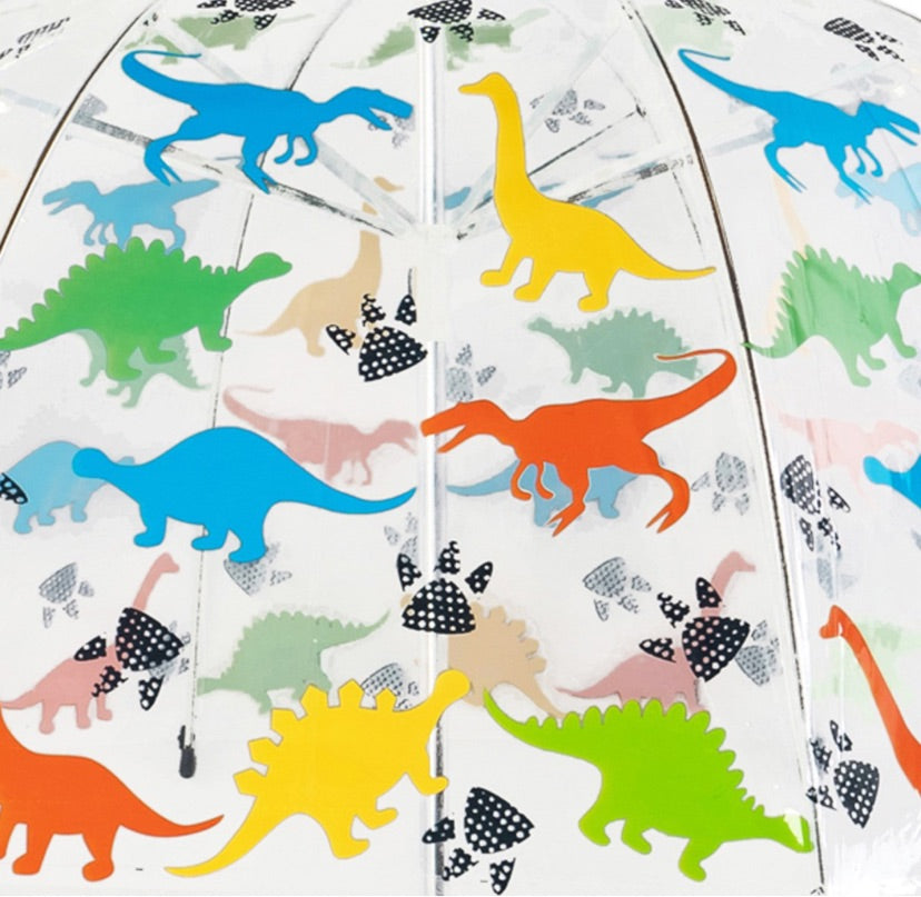 CHILDREN'S DINOSAUR CLEAR DOME UMBRELLA
