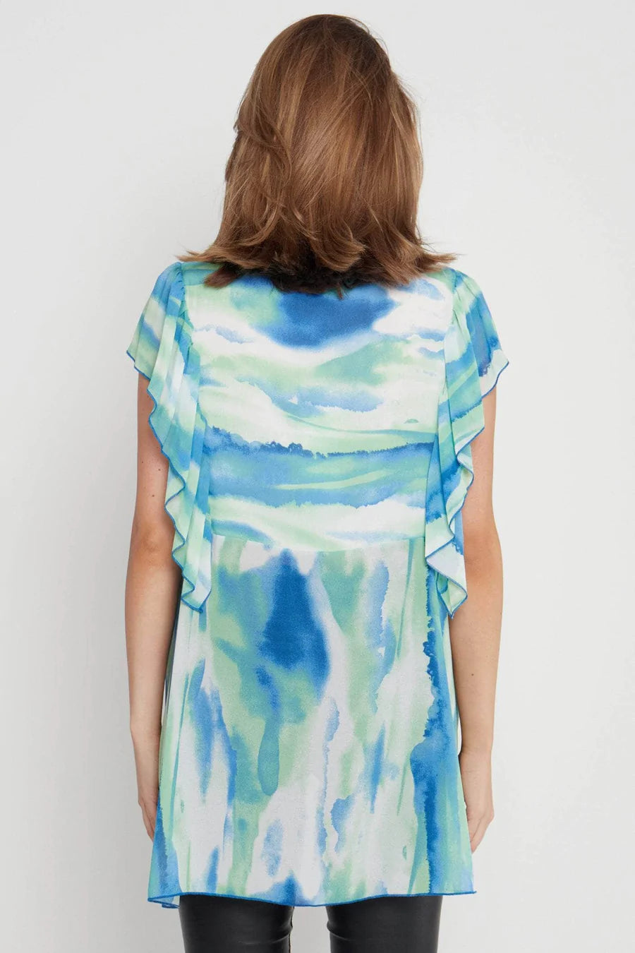 ANGEL SLEEVE FRILL AQUA TOP