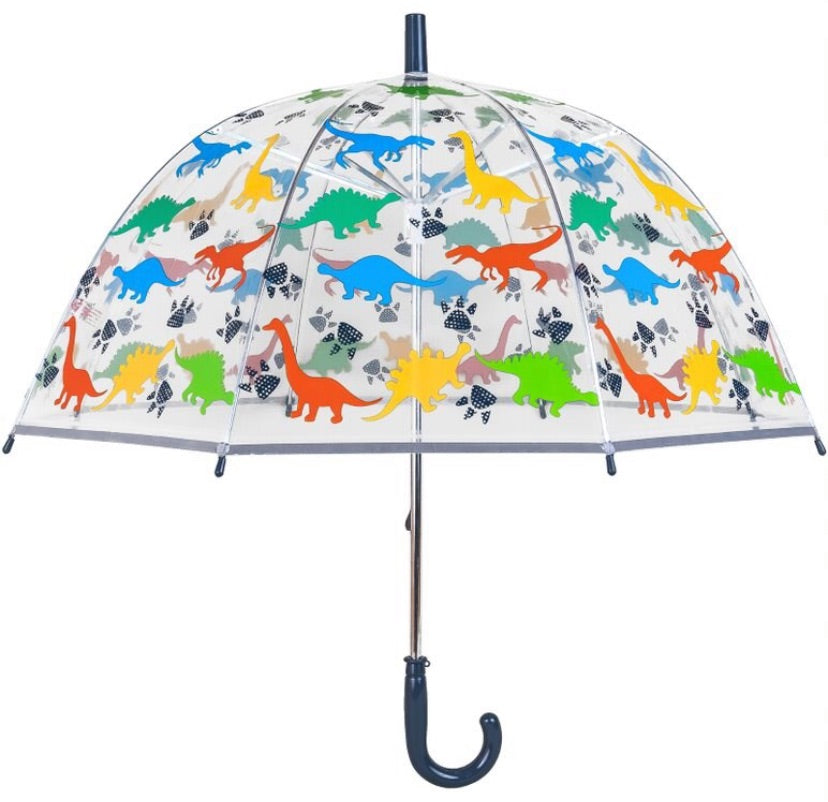 CHILDREN'S DINOSAUR CLEAR DOME UMBRELLA