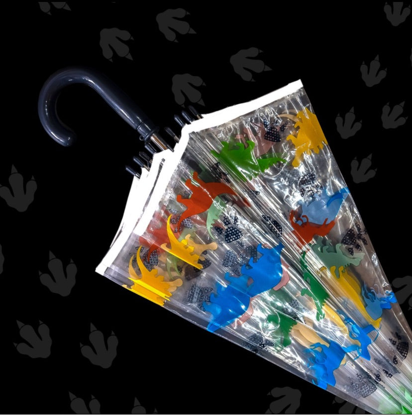CHILDREN'S DINOSAUR CLEAR DOME UMBRELLA