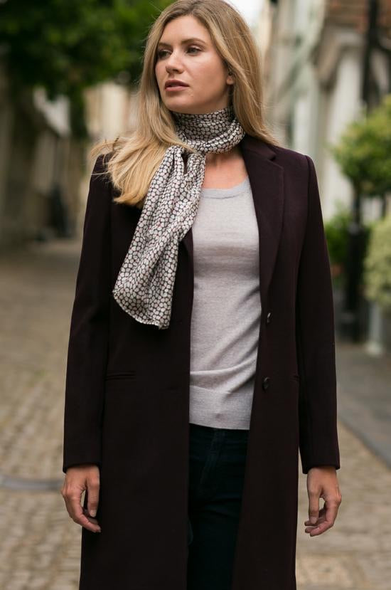 CLOVER CHARCOAL SILK SCARF