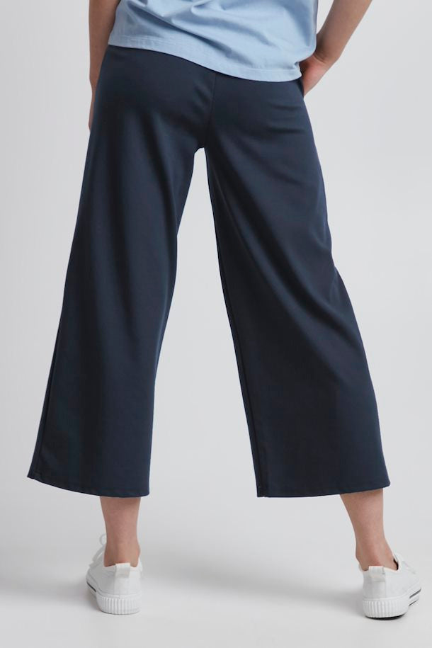 TOTAL ECLIPSE NAVY KATE CROPPED WIDE LEG TROUSERS