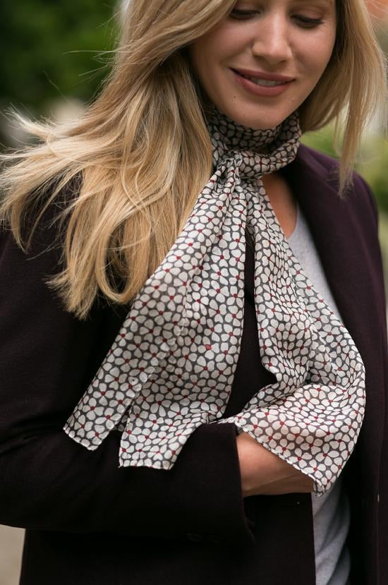 CLOVER CHARCOAL SILK SCARF