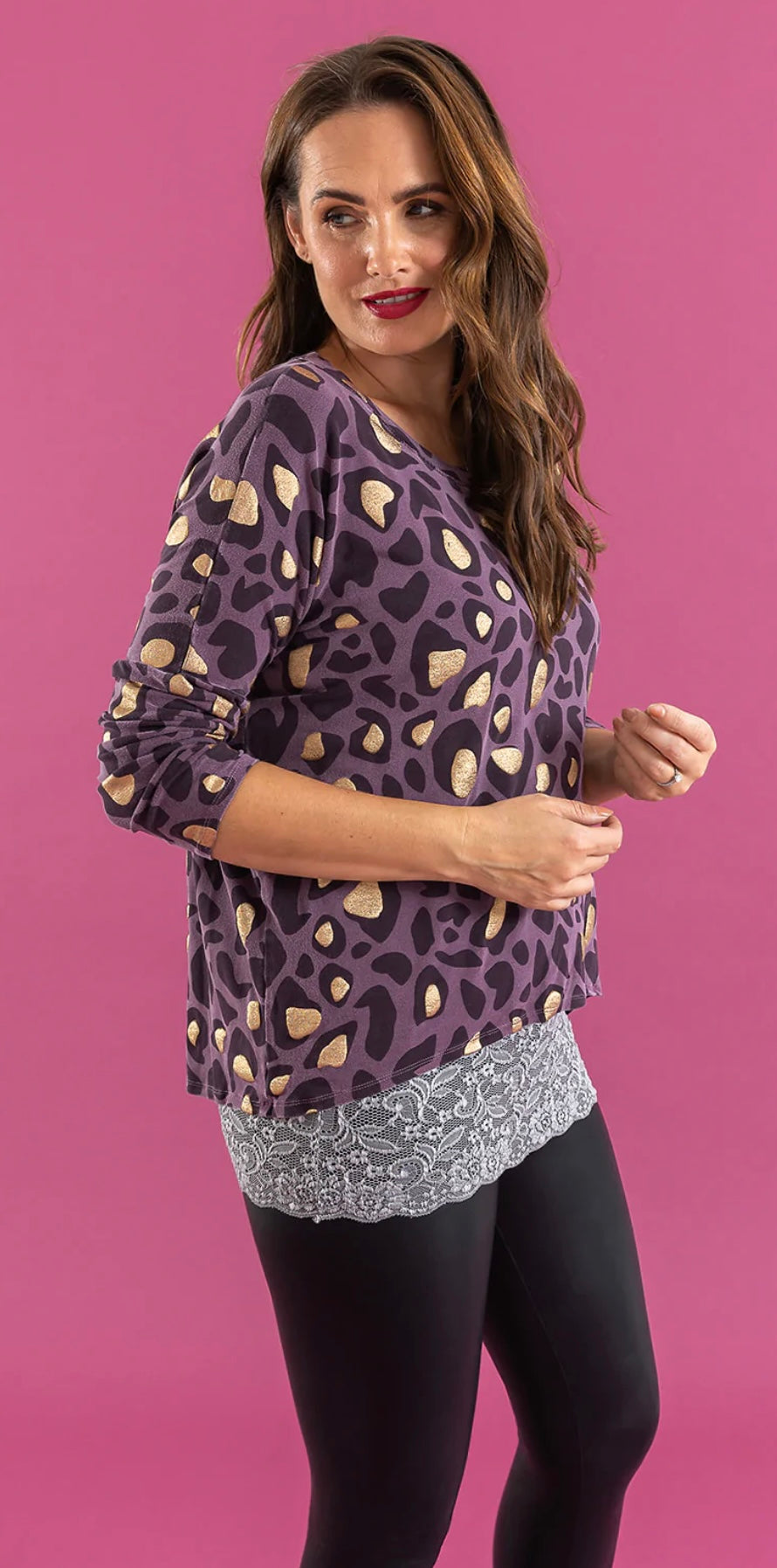 AUBERGINE NOIRE GOLD ANIMAL KARMA TOP