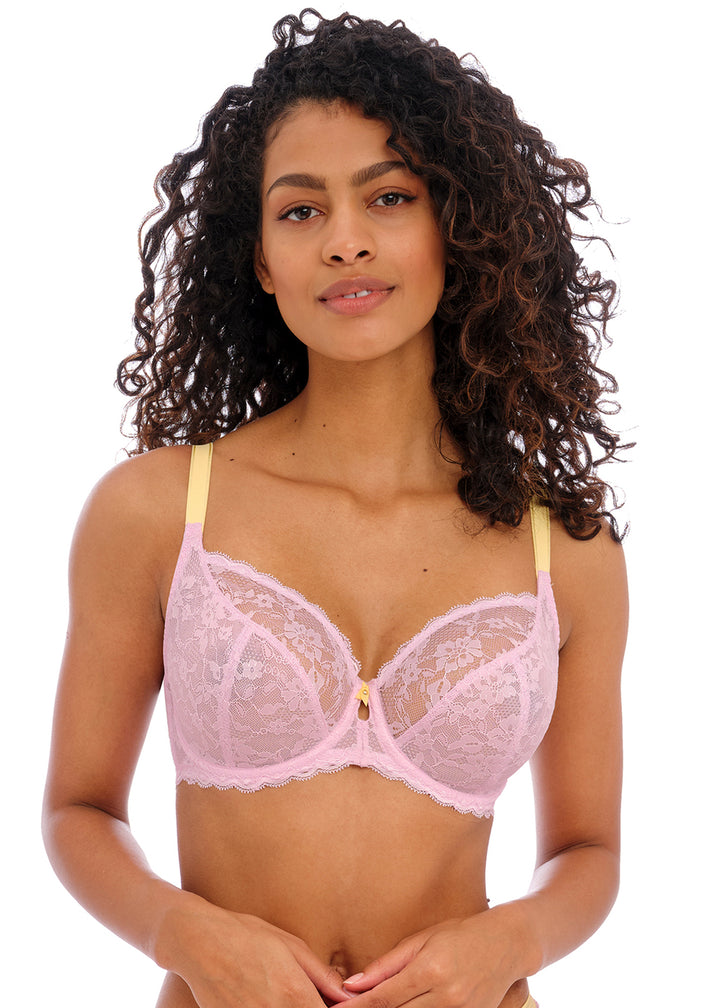 MACARON PINK OFF BEAT LACE PLUNGE BRA