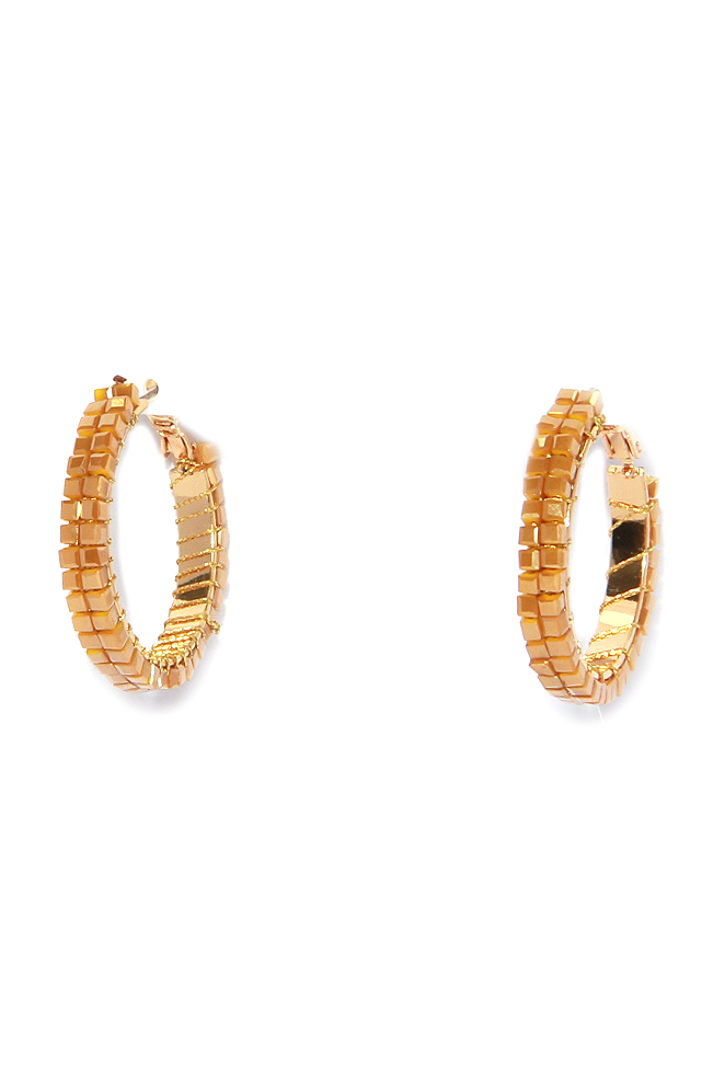 GOLD BEADED HOOP EARRINGS