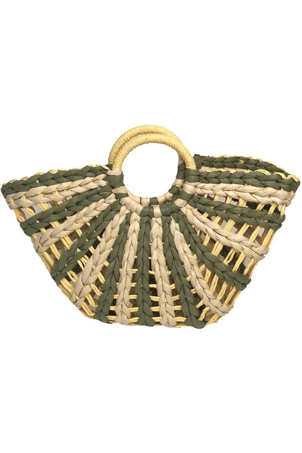 GREEN STRAW HALF MOON BEACH BAG