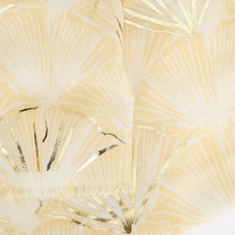 METALLIC YELLOW SHELL PRINT SCARF