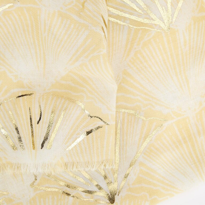 METALLIC YELLOW SHELL PRINT SCARF