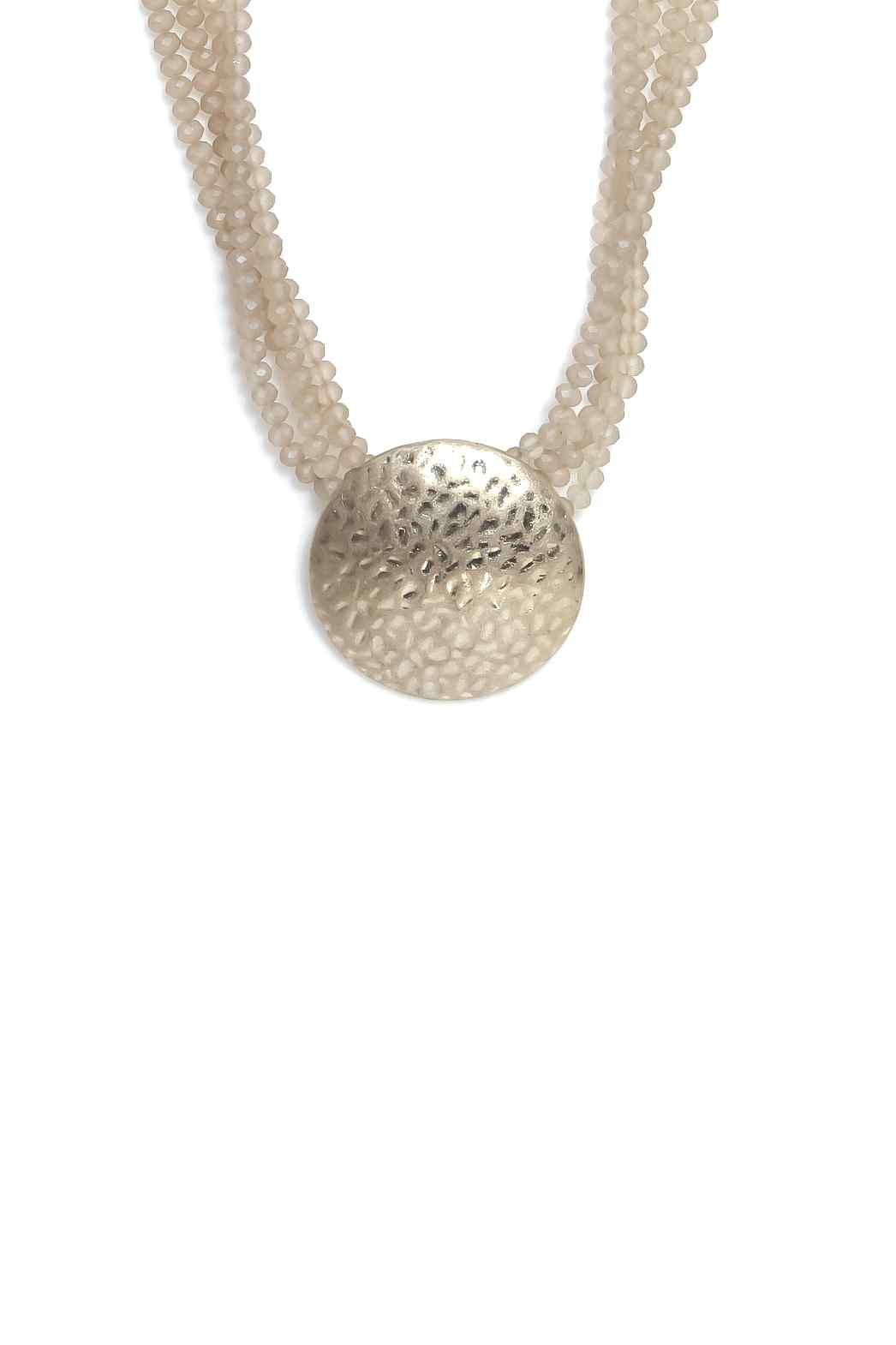 LARGE GOLD DISC MULTI STRAP BEAD NECKLACE