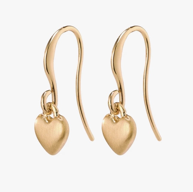 SOPHIA RECYCLED GOLD PLATED HEART PENDANT EARRINGS