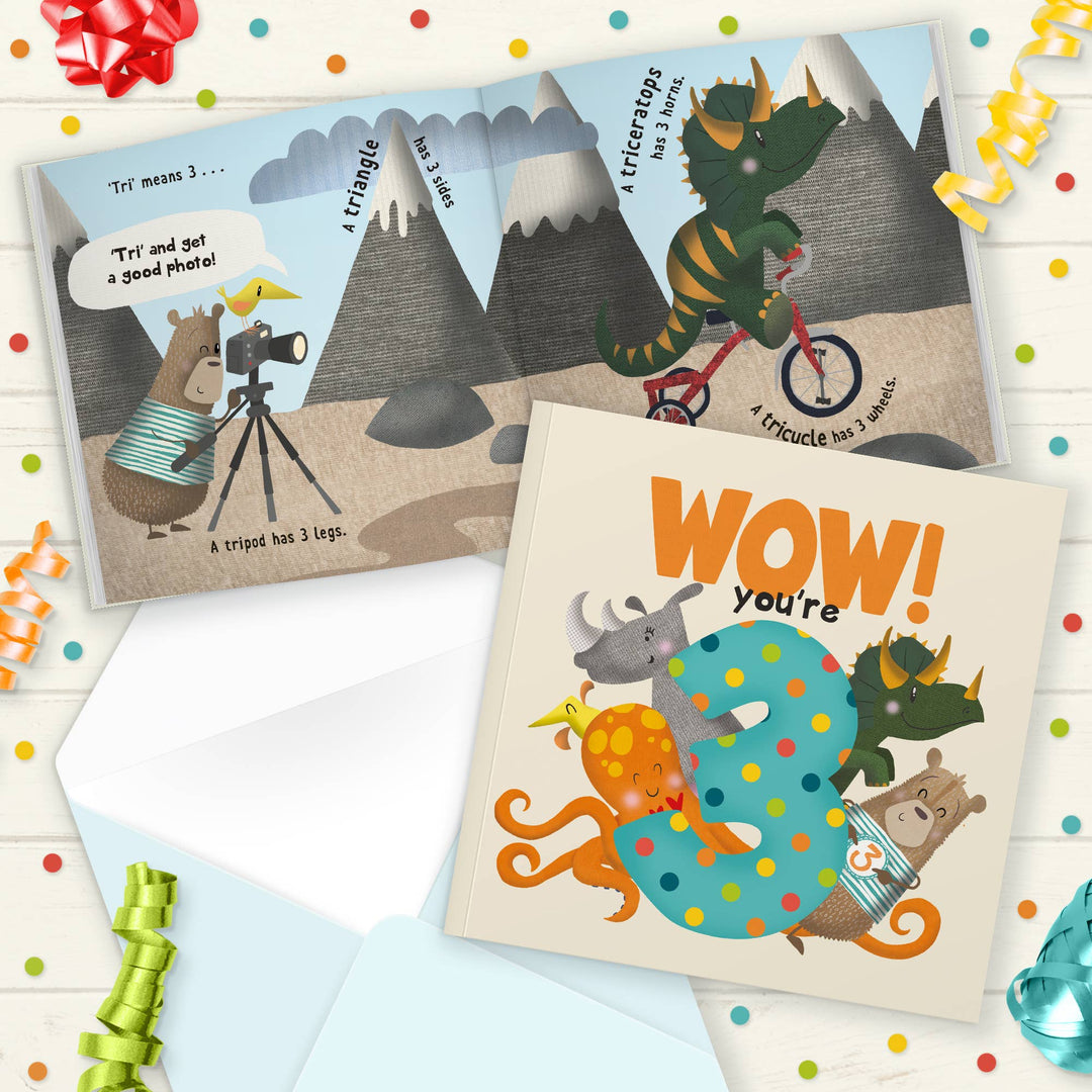 Wow! You're 3 | Age Cards | Age Birthday Cards | Age 3
