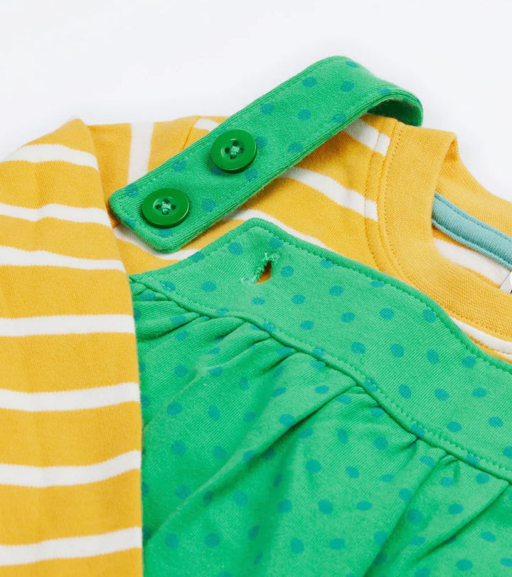 SELMA PINAFORE OUTFIT, GREEN SPOT/LADYBIRD
