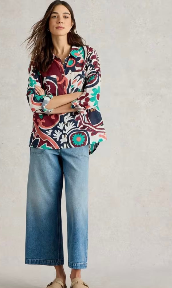 BLACK MULTI SOPHIE ORGANIC COTTON SHIRT