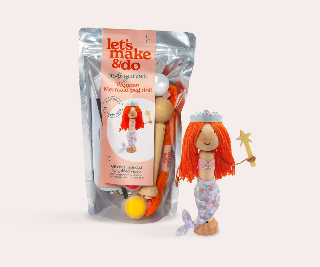 Create Your Own Mermaid Wooden Peg Doll Kit