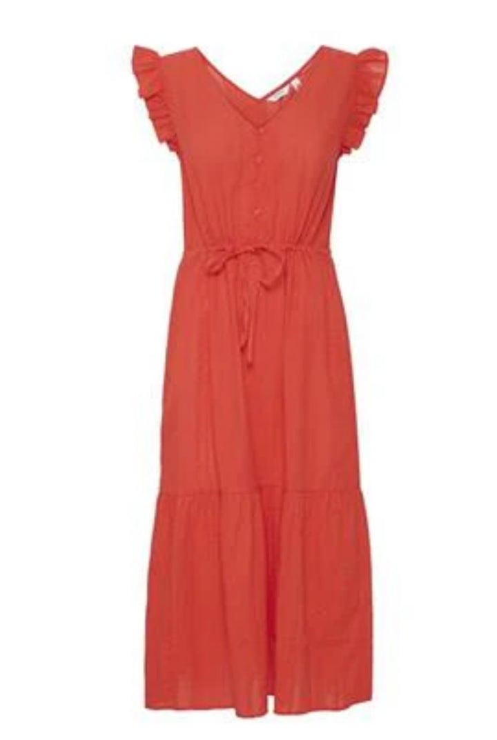 LANIE SL MIDI DRESS FLAME SCARLET