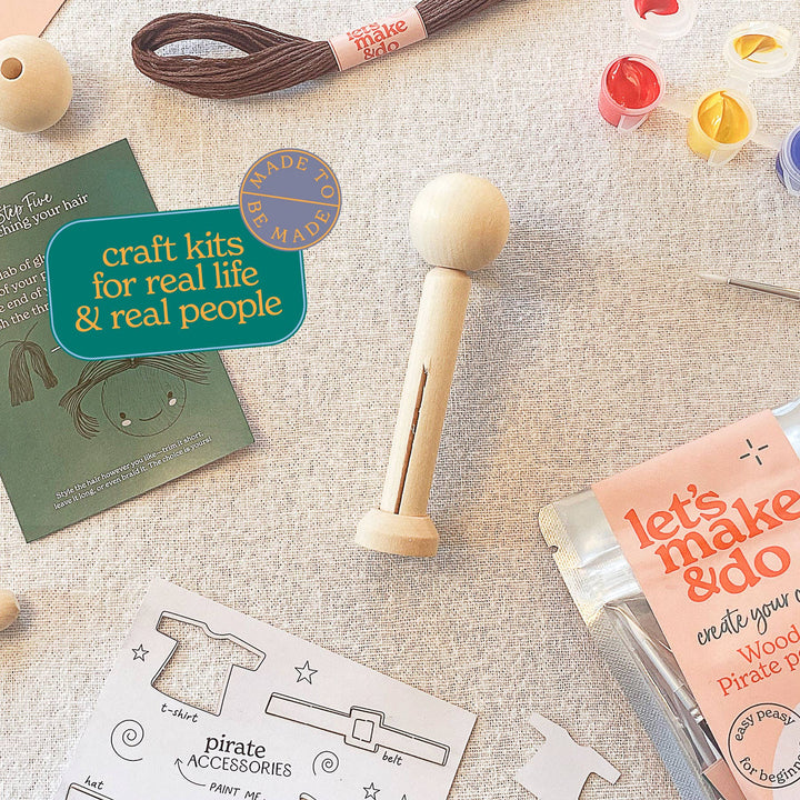 Create Your Own Pirate Wooden Peg Doll Kit