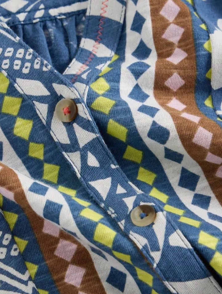 TULIP SLEEVELESS SHIRT BLUE PRINT