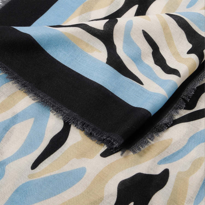 PRINTED SCARF ABSTRACT ZEBRA ECRU
