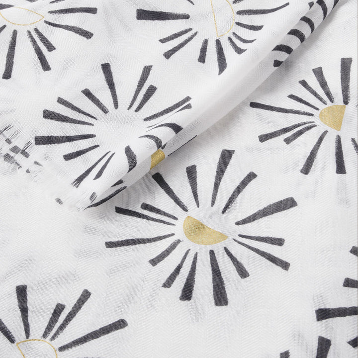 PRINTED FOIL SCARF SUNBURST WHITE