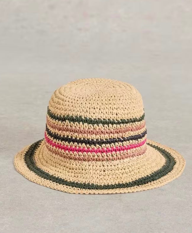 STRIPED BUCKET HAT NAT MLT