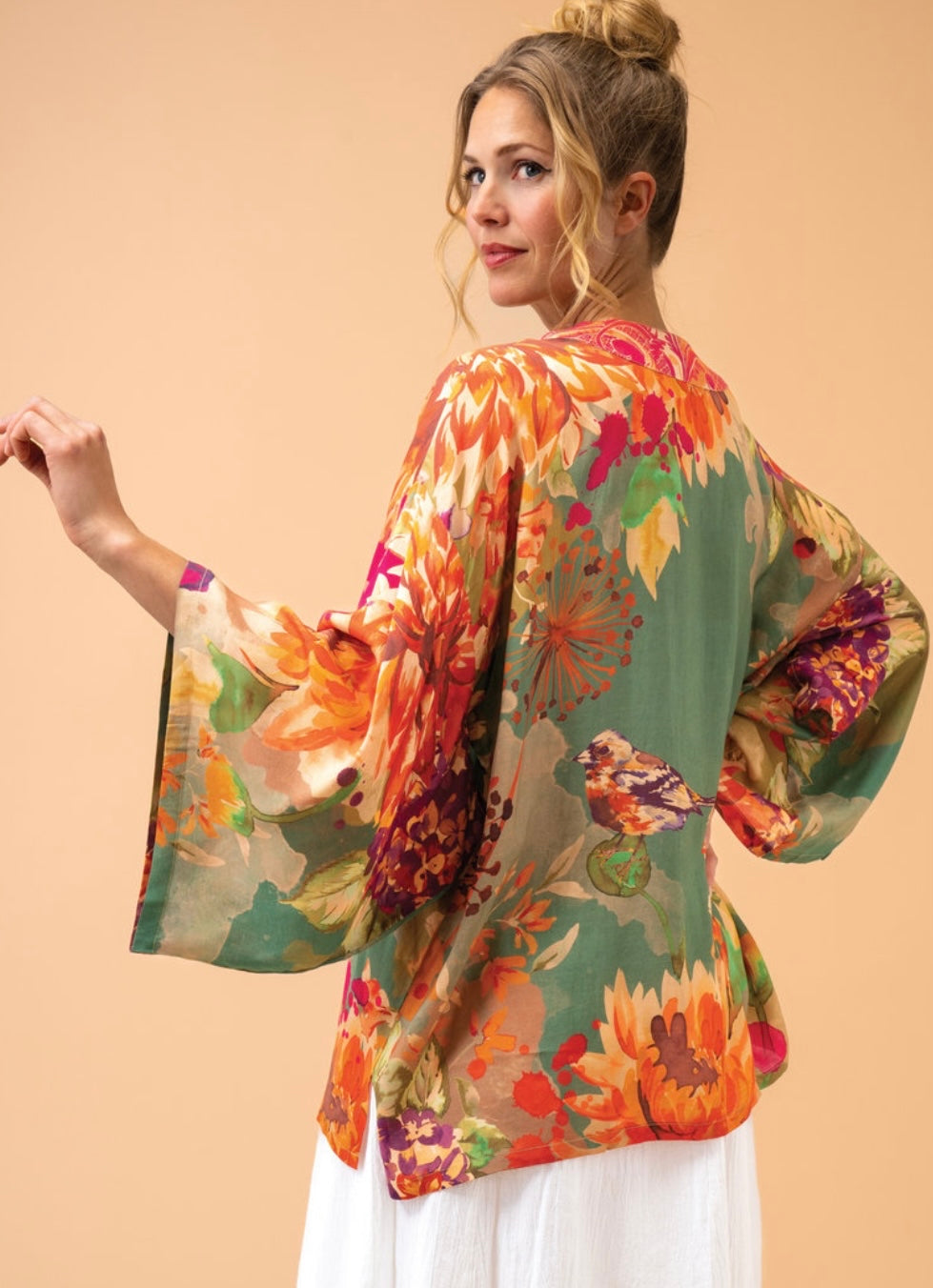 BIRDS & BLOOMS SAGE KIMONO