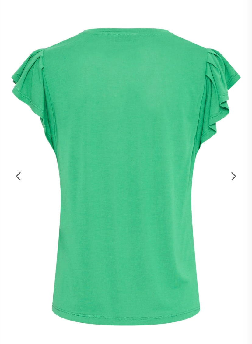 PERL RUFFLE SLEEVE TEE JELLY BEAN
