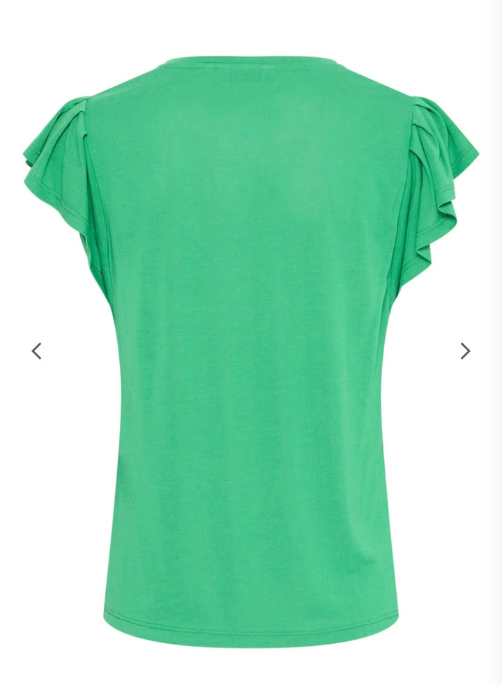 PERL RUFFLE SLEEVE TEE JELLY BEAN