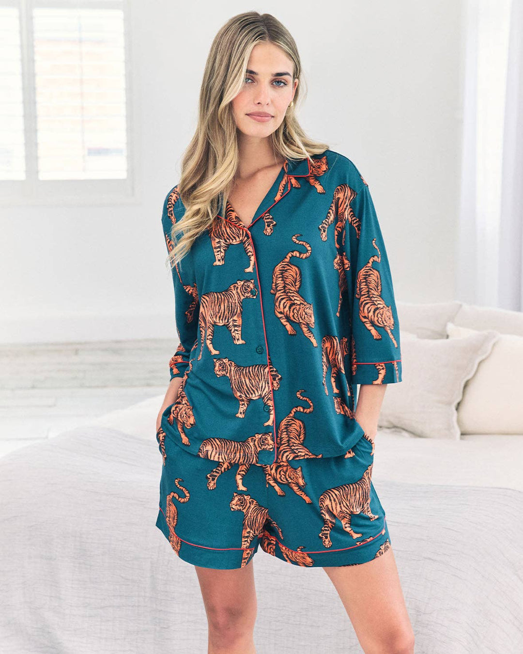 Tiger Print Short Pyjama Set: UK 8