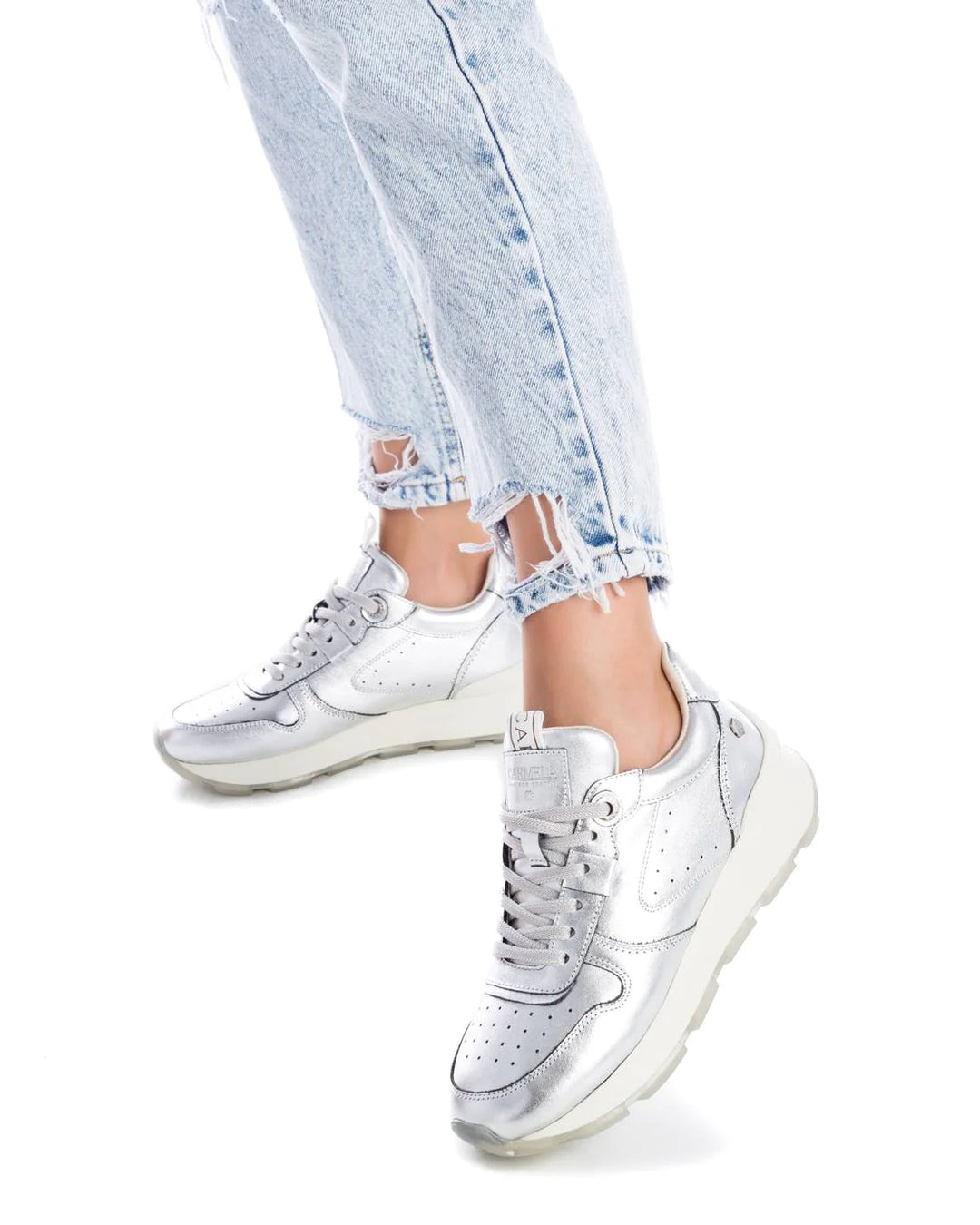 SILVER LEATHER SNEAKERS