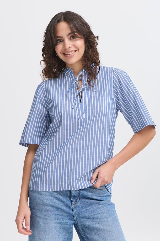 NAVY BLAZER MELANGE STRIPE BONNIE TOP