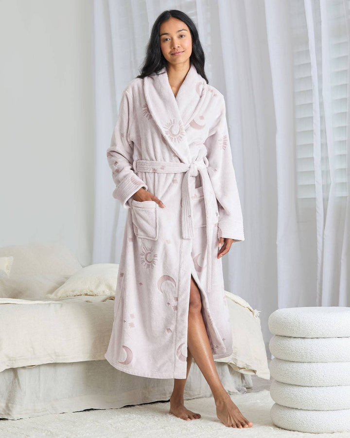 Fleece Burnout Cosmic Constellations Dressing Gown: UK 8