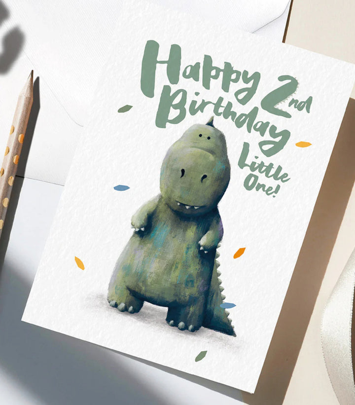 DINOSAUR 2ND BIRTHDAY CARD