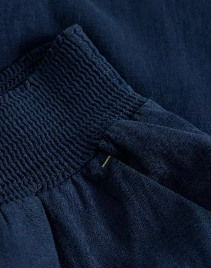 DARK NAVY SHELLY LINEN BLEND CULOTTE TROUSER