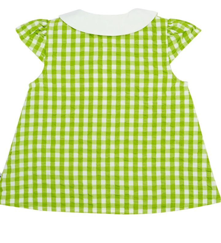 ALDA COLLARED TOP MACAW GINGHAM/FLOWERS