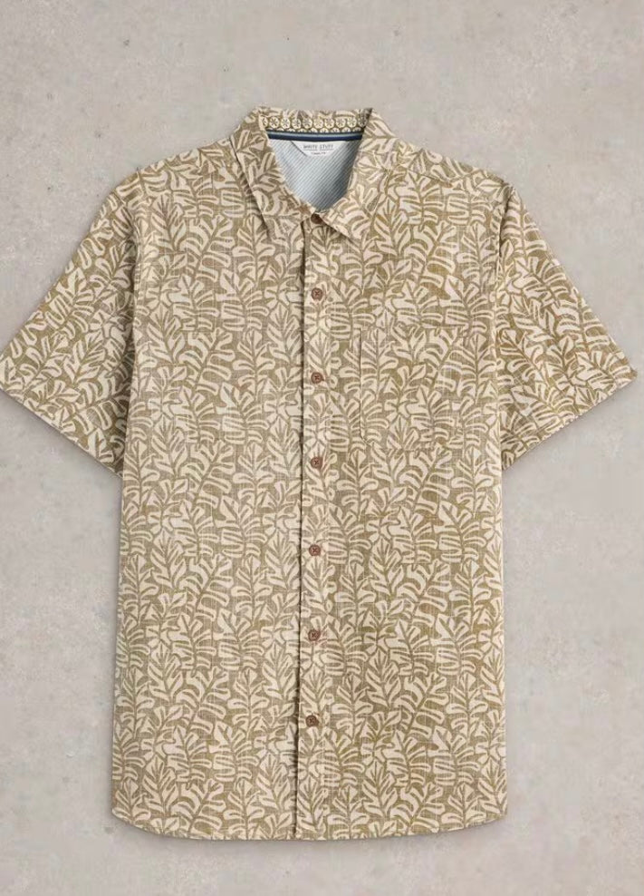 GREEN PRINT FINSBURY LEAF PRINTED SHIRT