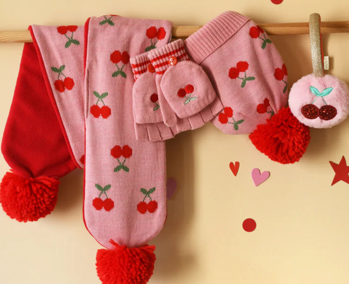 CHEERFUL CHERRY KNITTED GLOVES