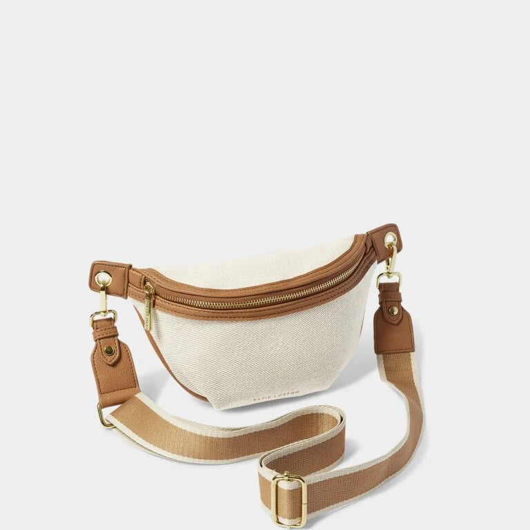 CAPRI CANVAS TAN & OFF WHITE CANVAS BELT BAG